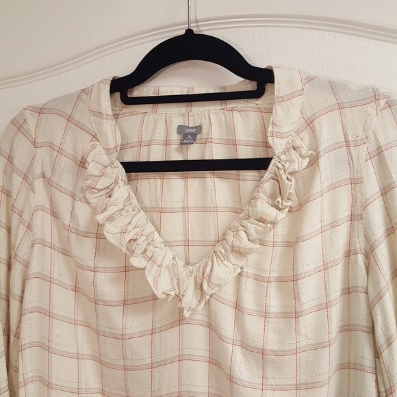 Aerie Silver Sparkle Ruffle Collar Shirt - Picture 3 of 4